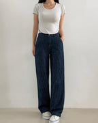 [S,M,L] Lightweight Banding Denim (Dark-Wash)