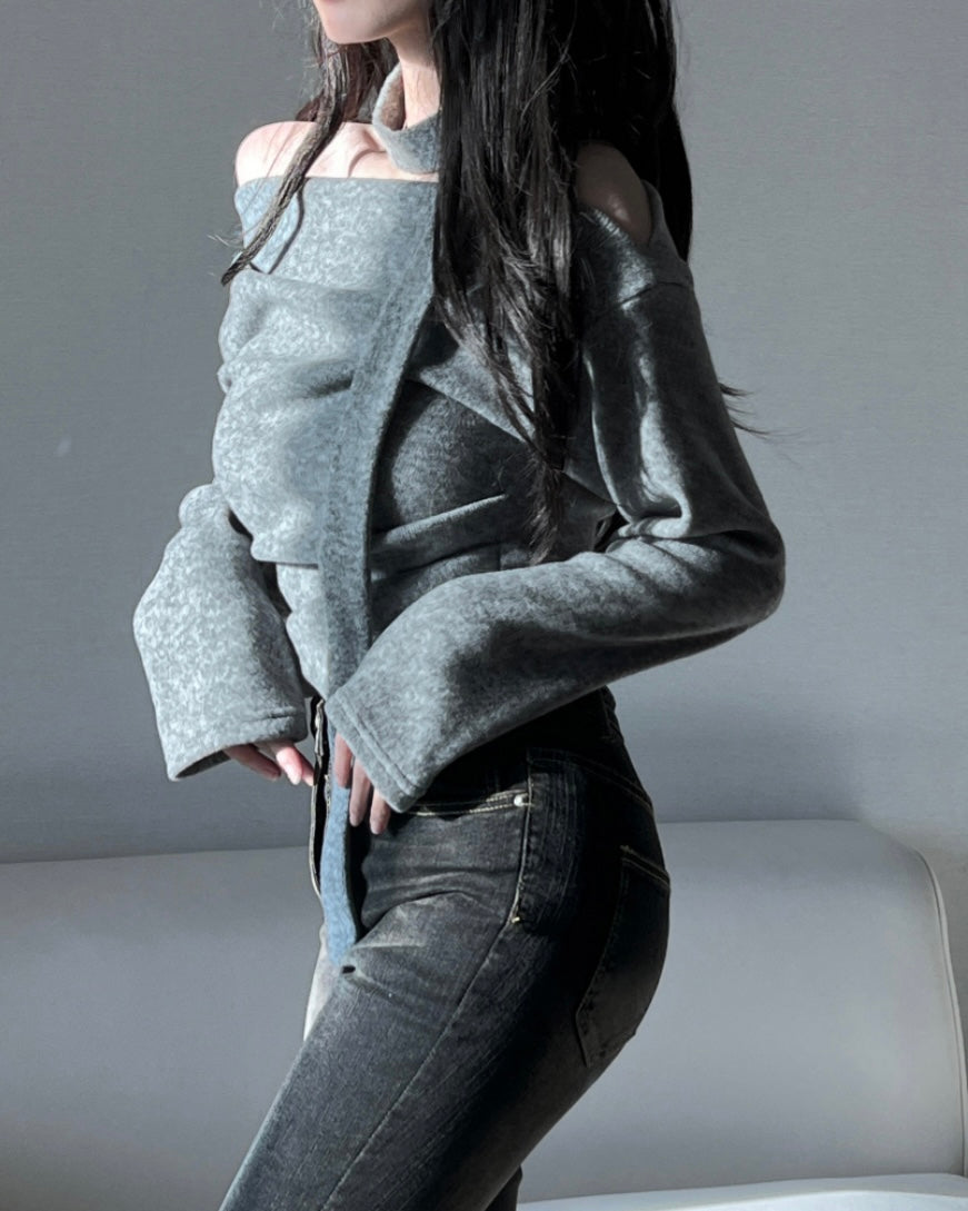 Brushed Shirring Tie Knit