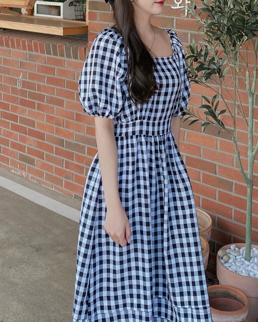 Puff Shoulder Long Dress