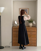 Side Button Sleeveless Long Dress