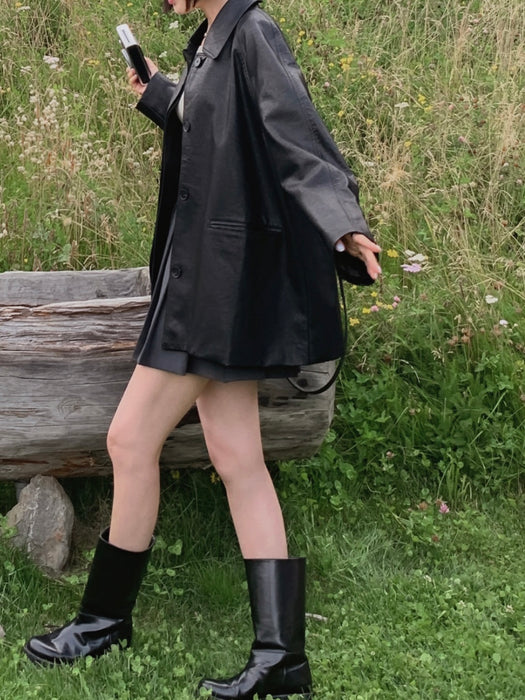Roel Leather Half Jacket