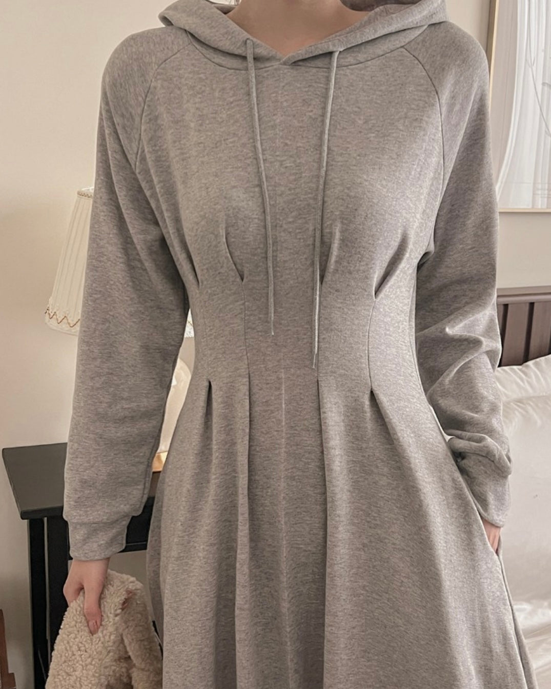 Hoodie Pintuck Long Dress