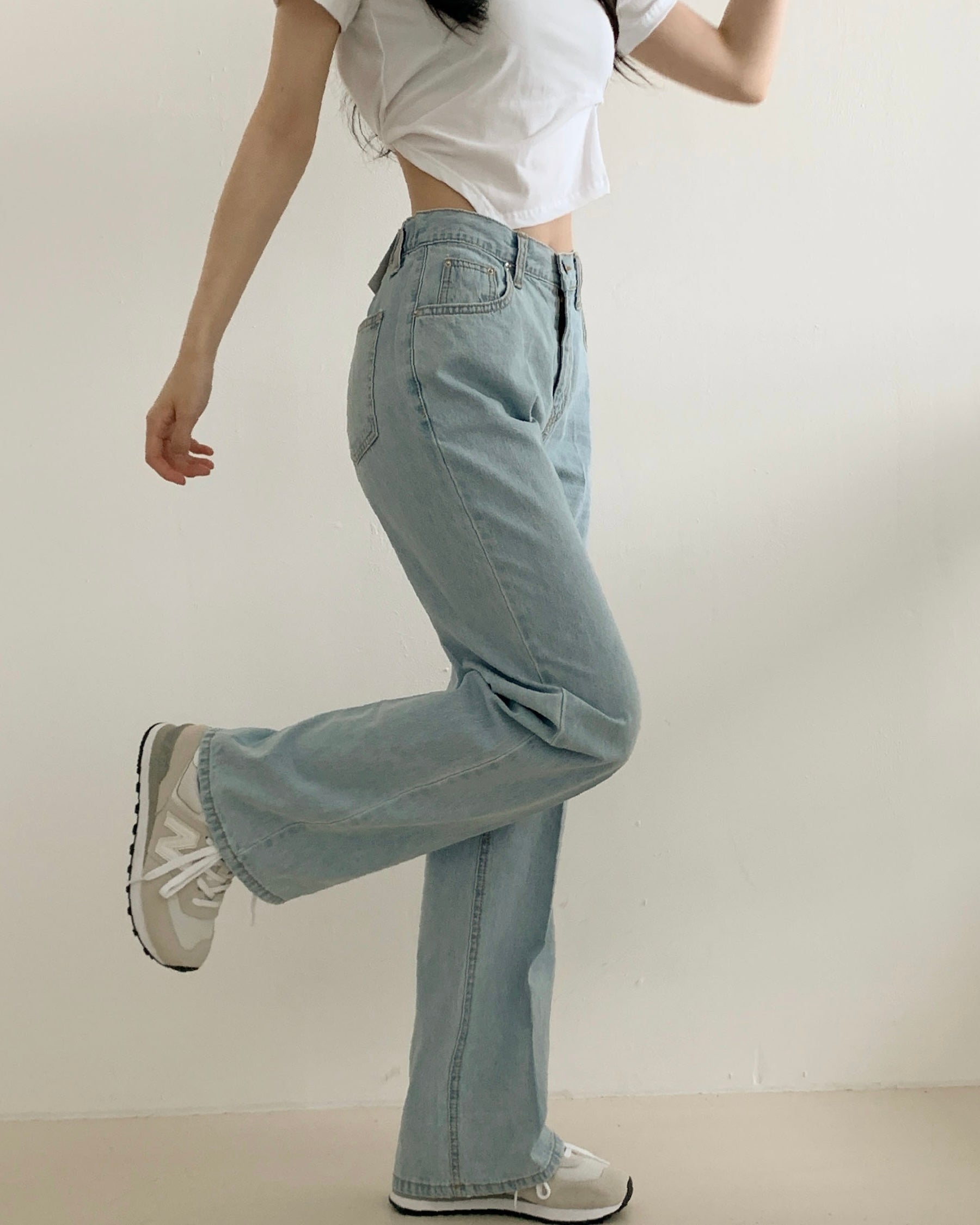 [S,M,L] Cool Front-Pintuck Semi Flare Jeans