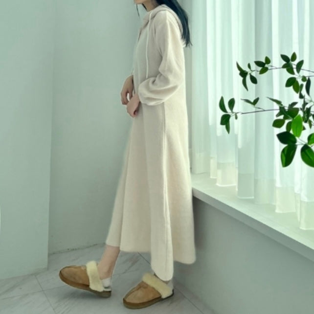 Fleece Hoodie Long Dress