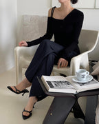 Unbalanced Ribbon Ribbed Knit