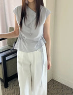 [ Sale Excluded ] Strap Drape Blouse