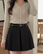 [S,M] A Pleats Belt Skirt Set