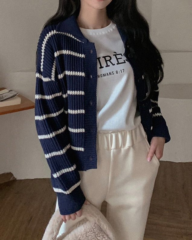 Striped Collor Cardigan