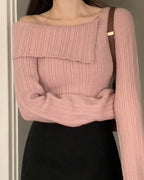 Unbalanced Collar Ribbed Knit