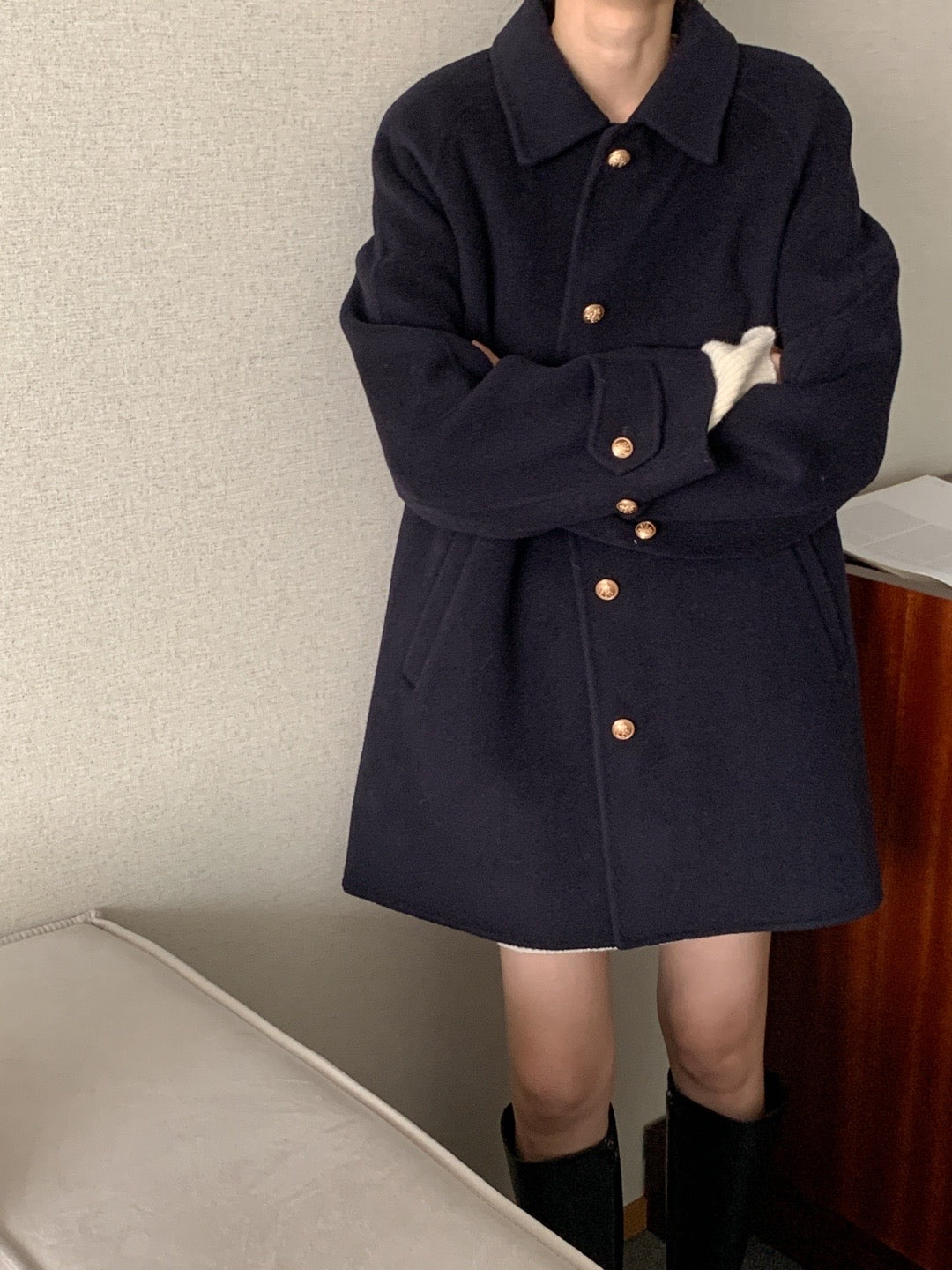 Premium Clair Wool Coat with Inner Padded Vest