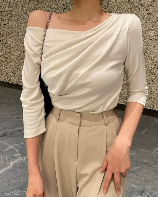 Shirring Elbow Sleeve Blouse