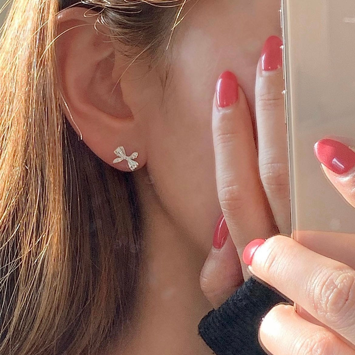 Ribbon Silver Earrings