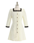 Square-Neck Tweed Dress