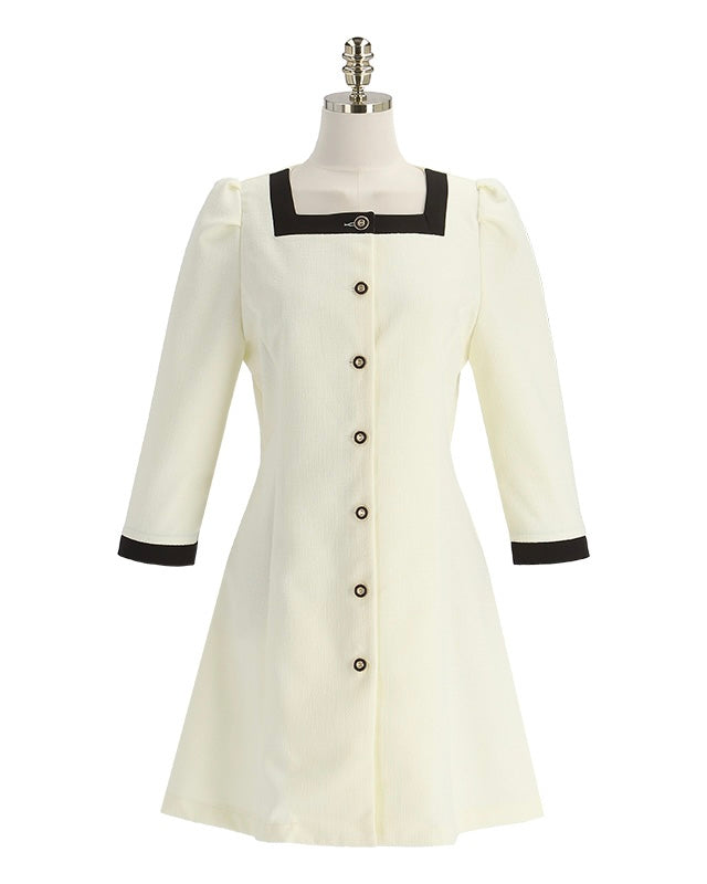 Square-Neck Tweed Dress