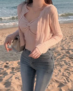 Twist Sleeveless Cardigan Set