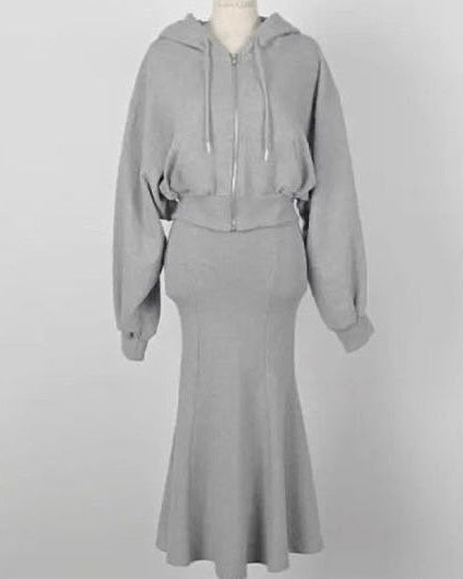 Miranda Hoodie Zip Up & Mermaid Skirt Set