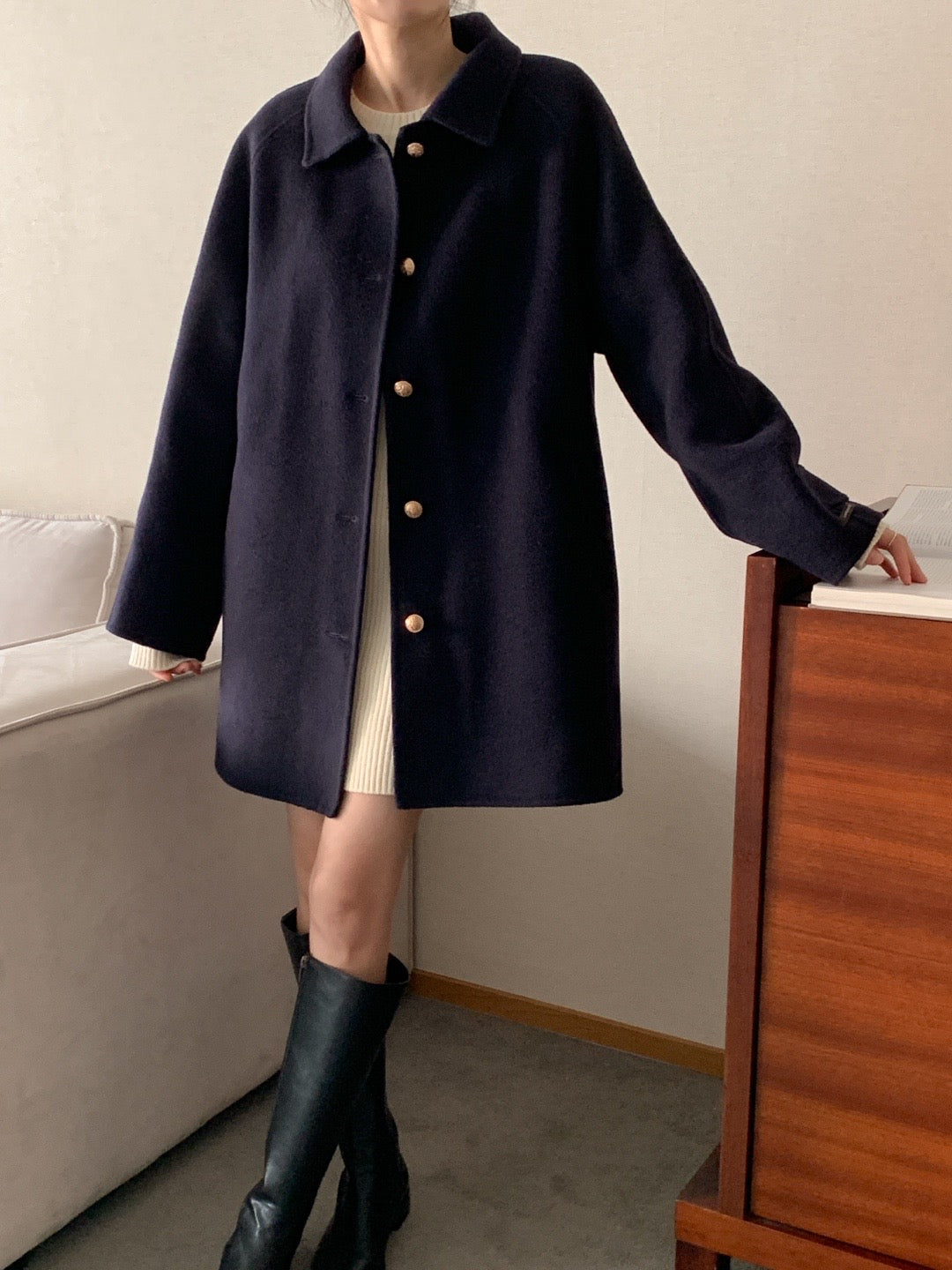 Premium Clair Wool Coat with Inner Padded Vest