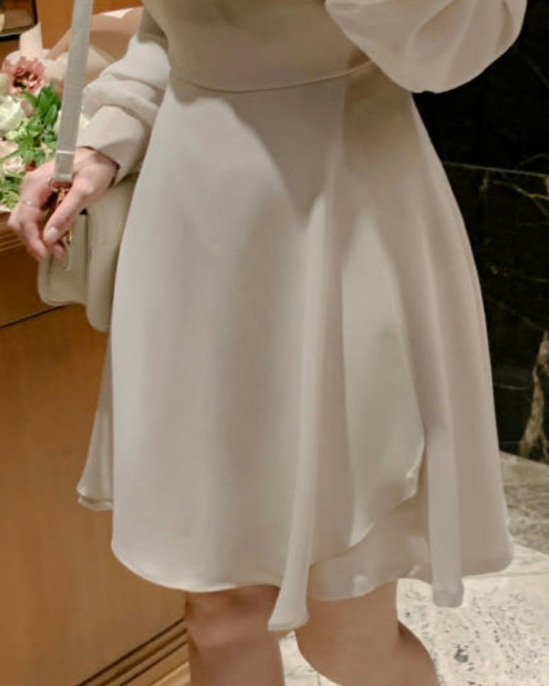 [ Pre-order ] Chiffon Sleeve Wrap Dress