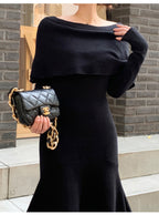 Off-Shoulder Knit Long Dress