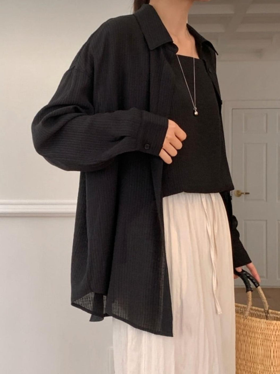Back Ribbon Oversized Fit Shirt