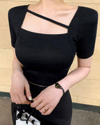 Oblique Line Cropped Top