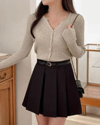 [S,M] A Pleats Belt Skirt Set