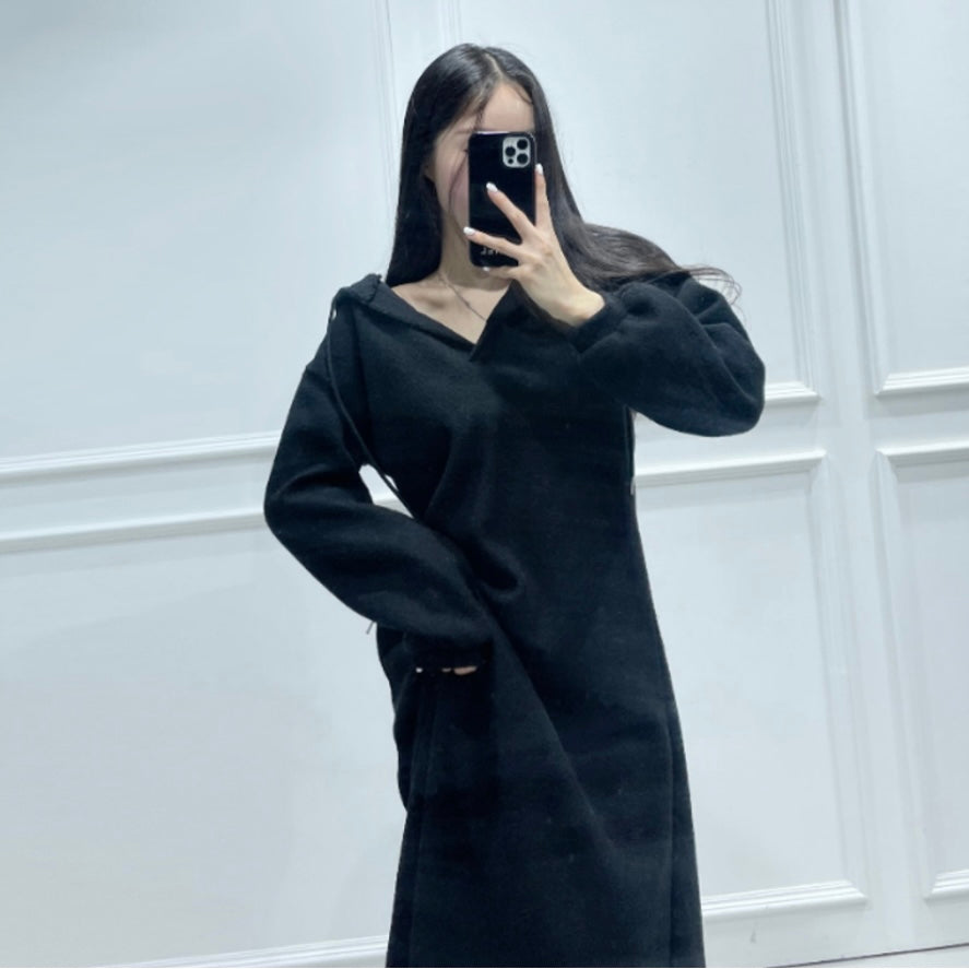 Fleece Hoodie Long Dress