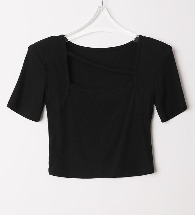 Oblique Line Cropped Top