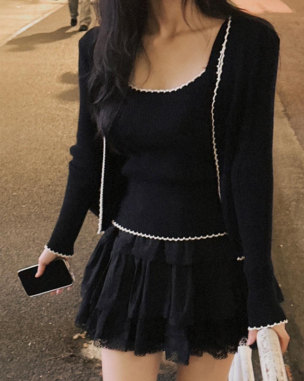 Wave Knit Cardigan Set