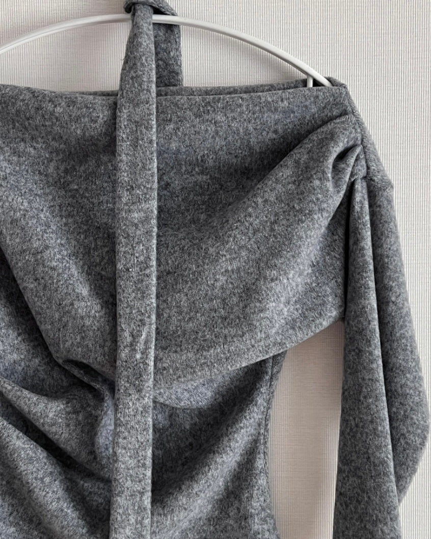 Brushed Shirring Tie Knit