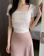 [ Sale Excluded ] Mesh Square-Neck Top