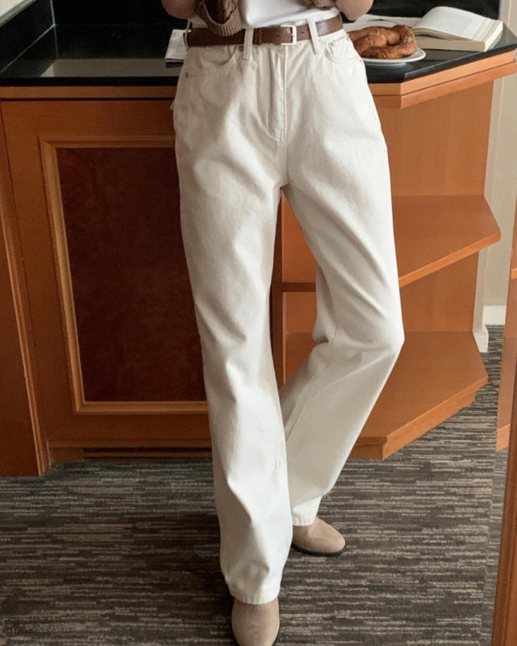 [S,M] Brushed Cream Jeans