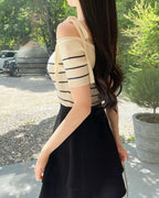 Striped Ribbon Short Sleeves