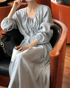 [ Pre-order ] Ribbon Shirring Long Dress