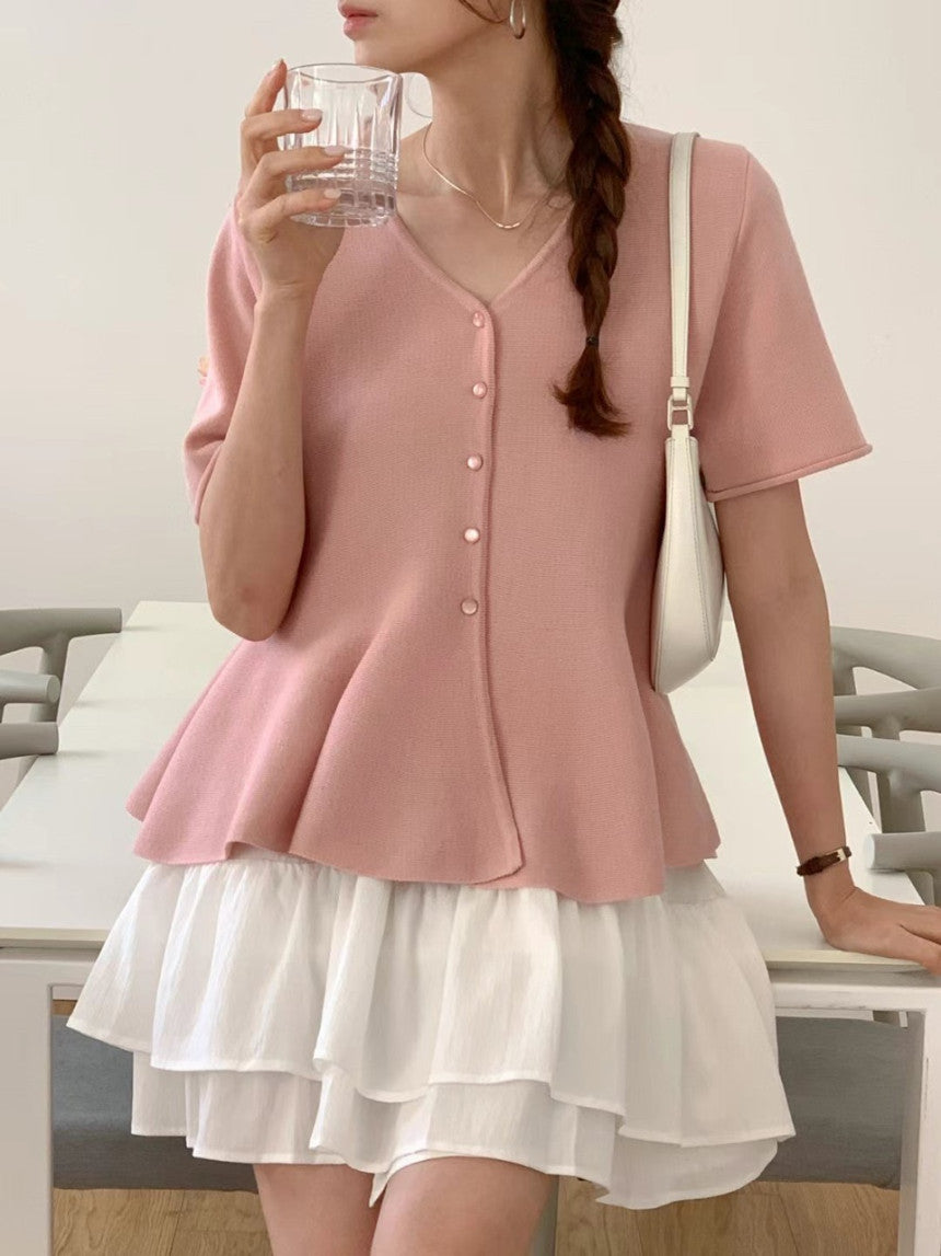 Flared Knit Blouse