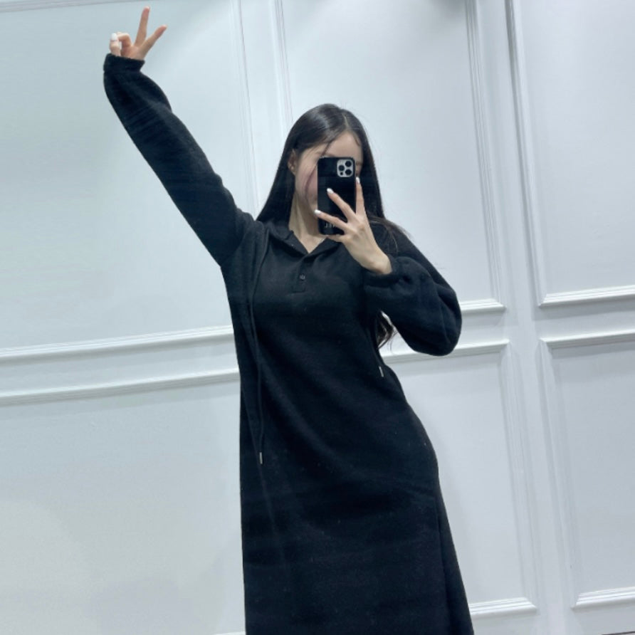 Fleece Hoodie Long Dress