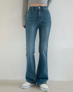 [S,M,L] Tunnel Waistband Stretchy Flared Denim Pants