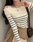 Mia Unbalanced Off-Shoulder Knit Top