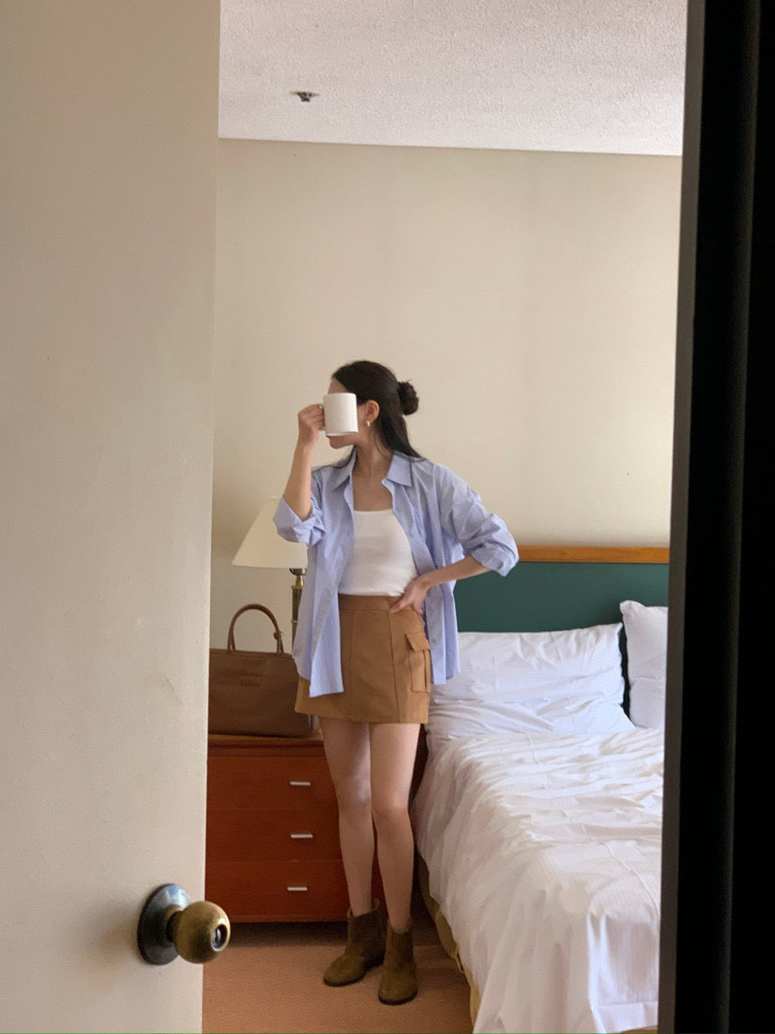 [S,M] Suede Pocket Skirt