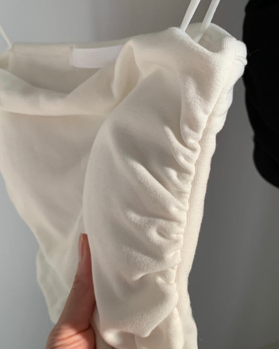Brushed Shirring Camisole with Built-in Bra