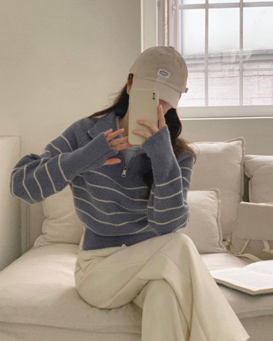 Striped Half Zip-Up