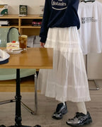 Dobby Ruffle Cotton Skirt