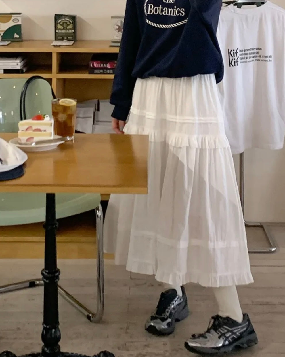 Dobby Ruffle Cotton Skirt