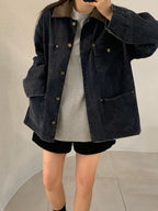Leather Collar Denim Jacket