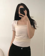 [ Sale Excluded ] Mesh Square-Neck Top