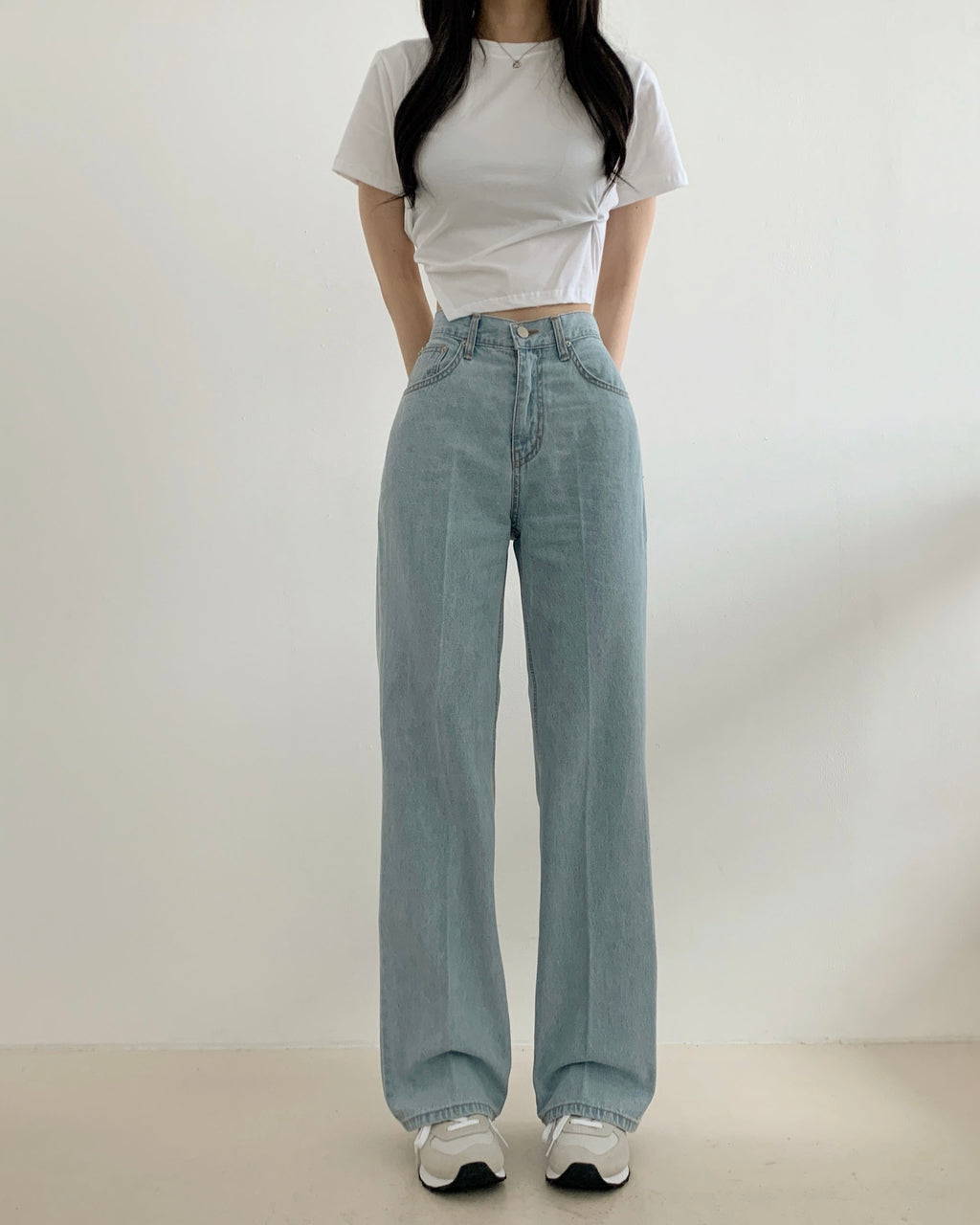 [S,M,L] Cool Front-Pintuck Semi Flare Jeans
