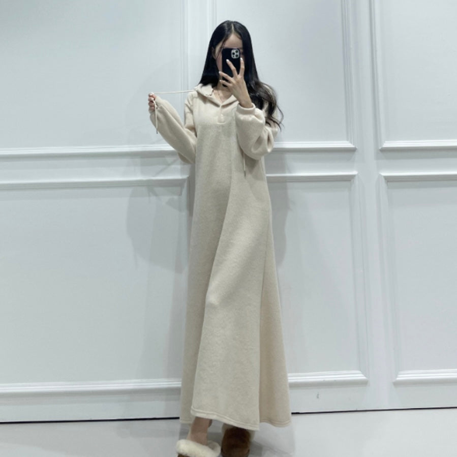 Fleece Hoodie Long Dress