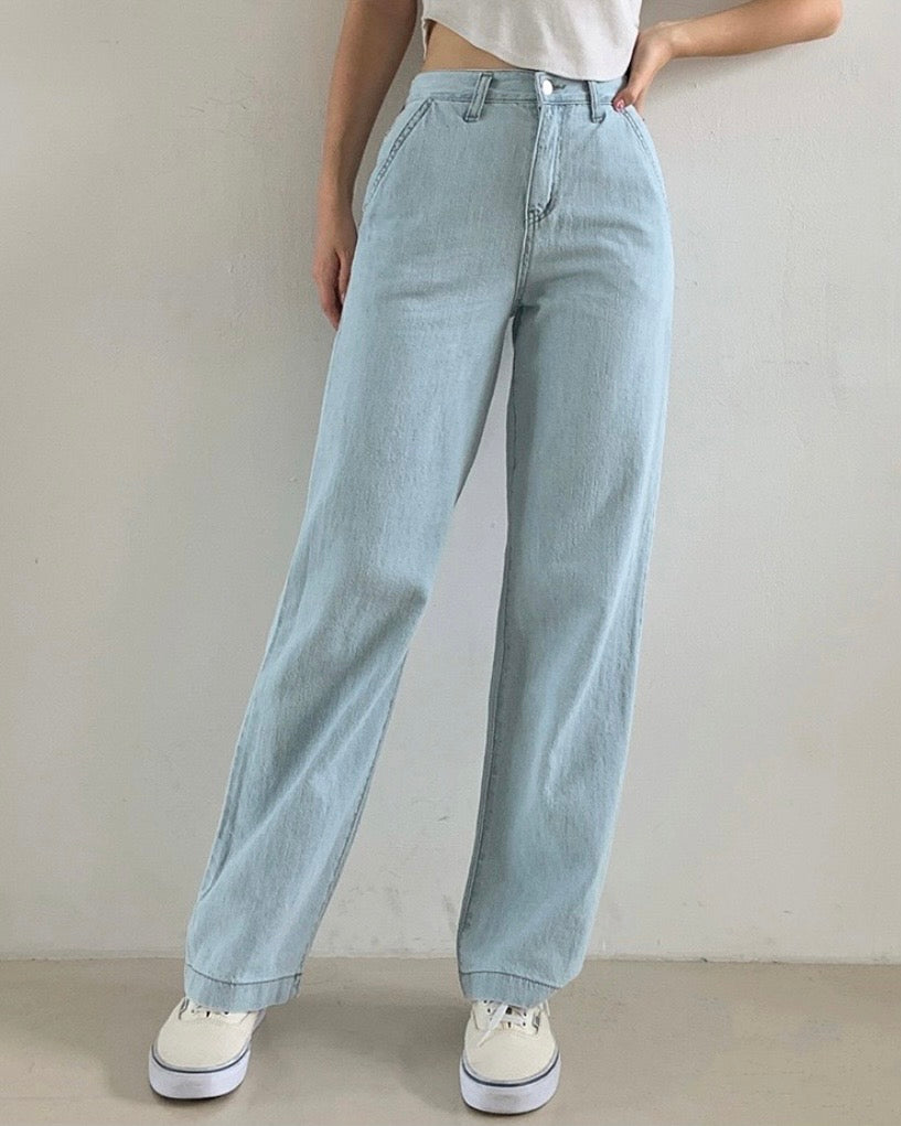 [S,M,L] Lightweight Banding Denim (Light-Wash)