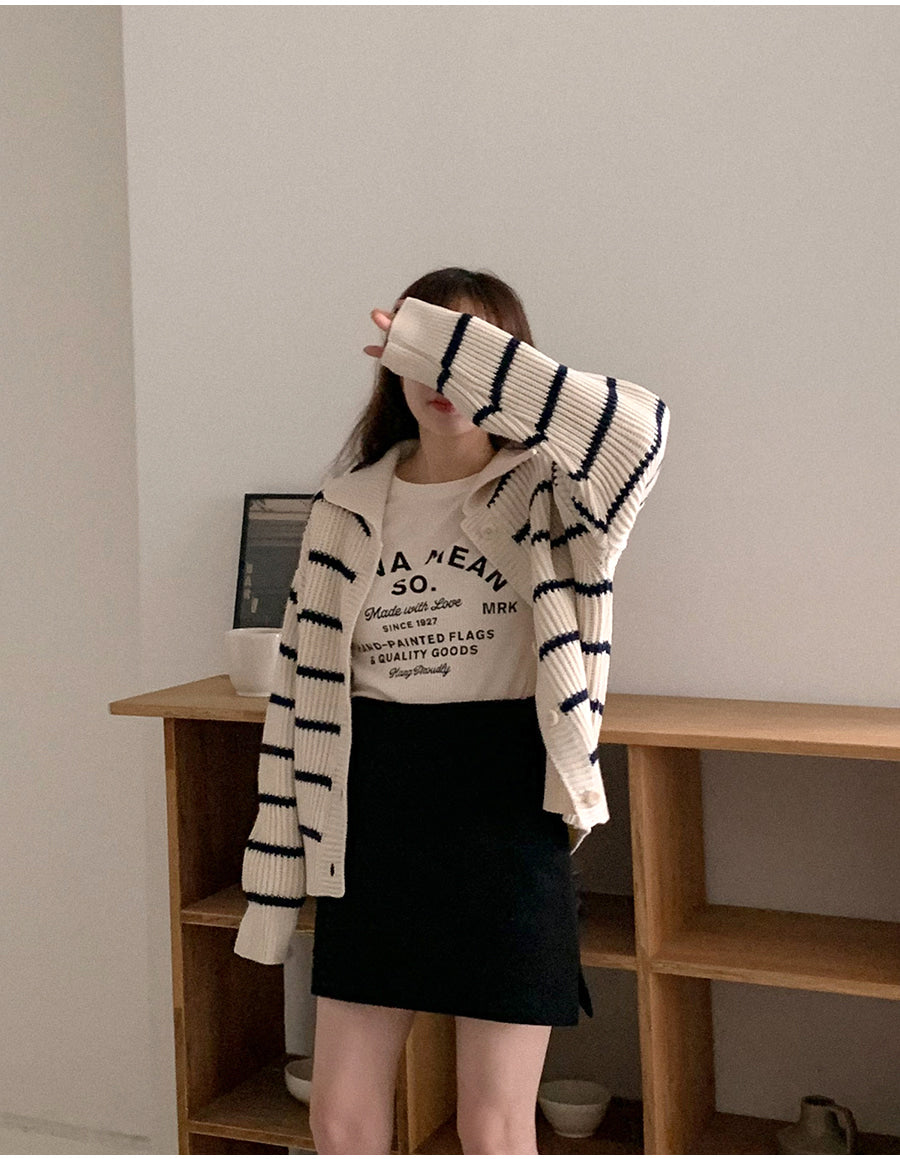 Striped Collor Cardigan