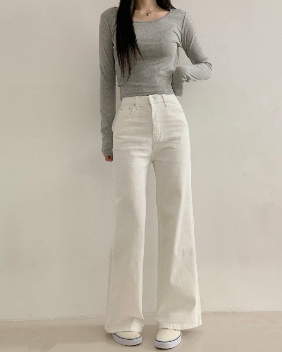 [S,M,L] High-Waist Stretchy Flared Cotton Pants